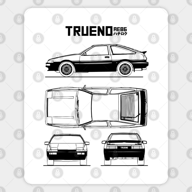 AE86 Toyota Trueno Blueprint Magnet by Industree Designs